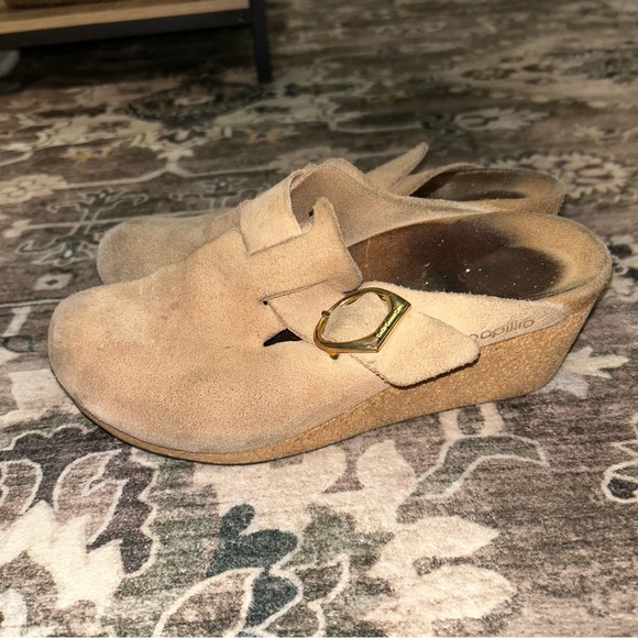 Papillio Shoes - Papillio birkenstocks Tan Suede Loafers with Gold Buckle